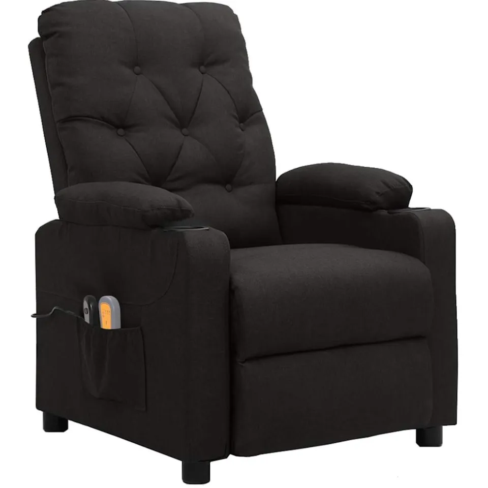 vidaXL Massagestoel elektrisch stof zwart, foto 3
