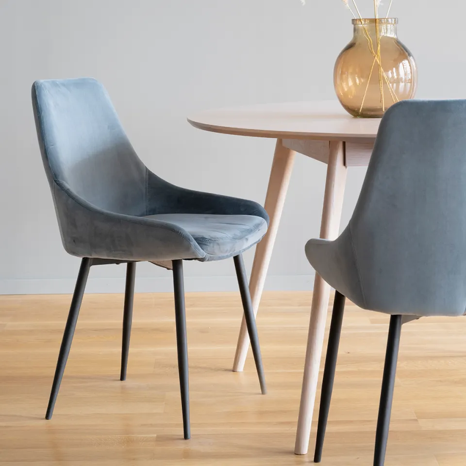 Rowico Home Sierra velvet eetkamerstoel blauw, foto 5