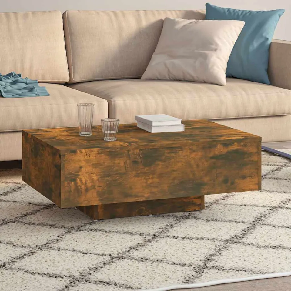 vidaXL Salontafel 85x55x31 cm bewerkt hout gerookt eikenkleurig, foto 2