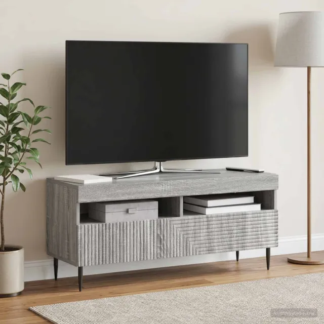 vidaXL LED tv-meubel HAARLEM 100 x 35 x 43 cm Grijs Sonoma, foto 2