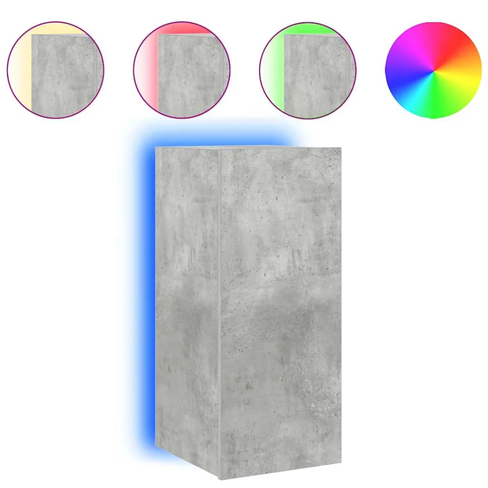 vidaXL Tv-wandmeubel met LED-verlichting 30,5x35x70 cm betongrijs