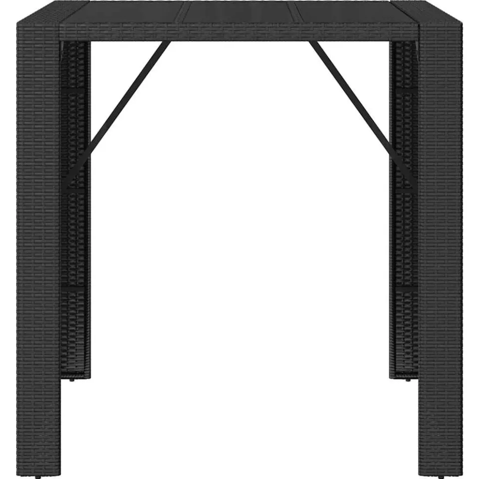 vidaXL Bartafel met glazen blad 105x80x110 cm poly rattan zwart