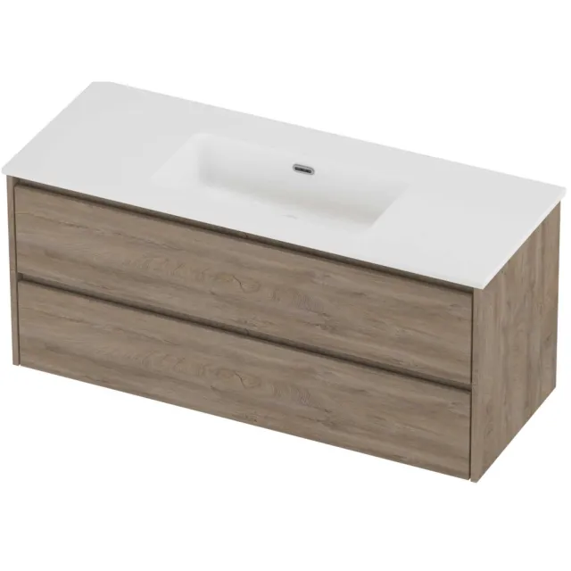 Proline Tribute Badmeubelset Porselein Elegant Enkel 120x46x54 cm Mat White Raw Oak Eiken