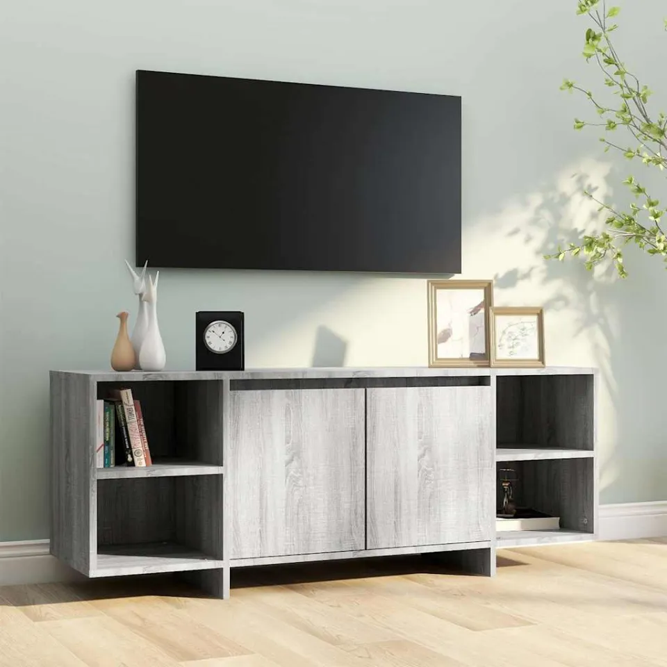 vidaXL Tv-meubel 130x35x50 cm bewerkt hout grijs sonoma eikenkleurig, foto 3