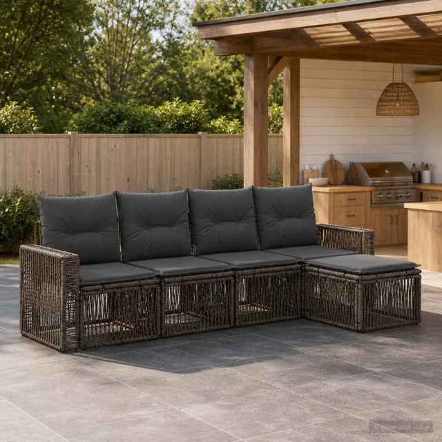 vidaXL Tuinbankenset 5 st Grijs en Donkergrijs poly rattan
