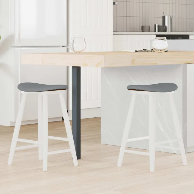 vidaXL Eettafelstoelen 2 st Massief Rubberhout Wit en grijs, foto 2