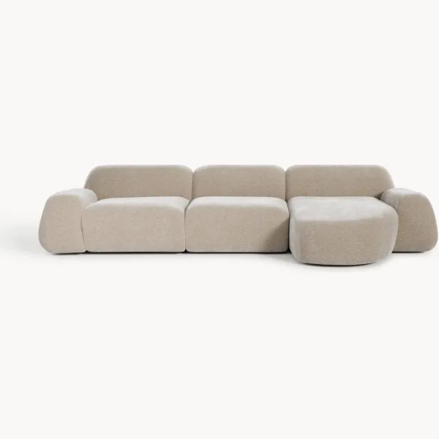 Westwing Collection Modulaire teddy-hoekbank Wolke (4-zits) Beige