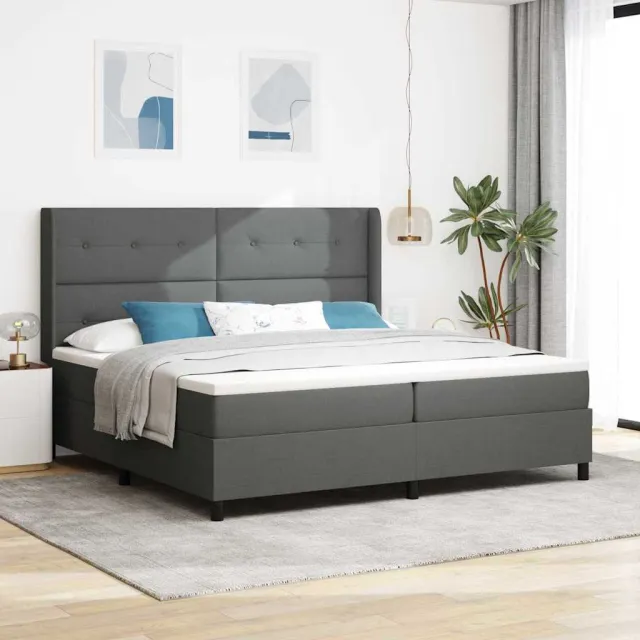 vidaXL Boxspringbed met kussen Donkergrijs 200 x 200 cm Stof