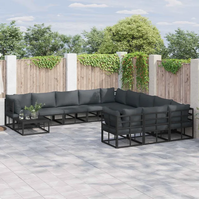 vidaXL Tuinbankenset 12 st Zwart Aluminium, foto 2