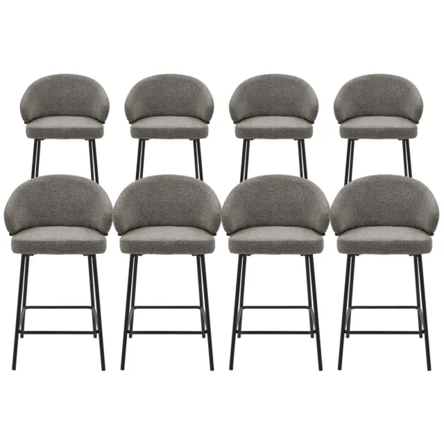 DS4U Sofia barkruk 65 cm - Set van 8 - Taupe met zwarte poot - Stof