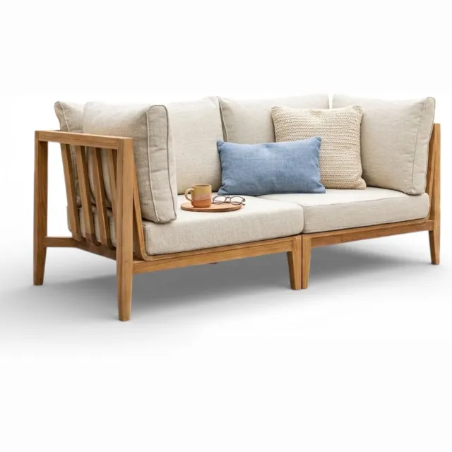 Belito Daan Loungebank | Teakhout | 170 cm | 2-delig Antraciet