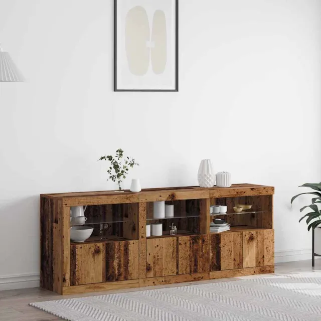 vidaXL LED Sideboard Oud Hout 181 x 37 x 67 cm Bewerkt hout Bruin