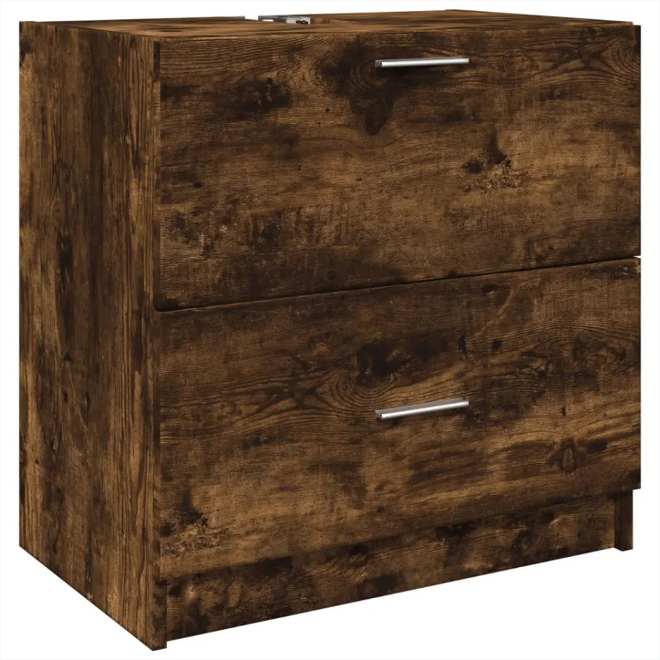 vidaXL Wastafelkast 59x37x59 cm bewerkt hout gerookt eikenkleurig Bruin