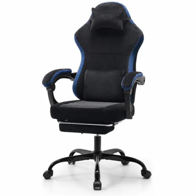 CHICFURN Bureaustoel - In hoogte verstelbaar - Met kantelbare rugleuning - Zwart en blauw