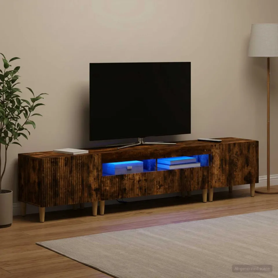 vidaXL 3-delige LED TV-kast ARNHEM 3 st Gerookt eiken Bewerkt hout, foto 3