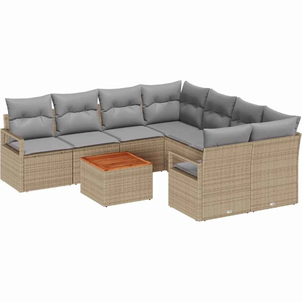 vidaXL Tuinbankenset 9 st Beige poly rattan