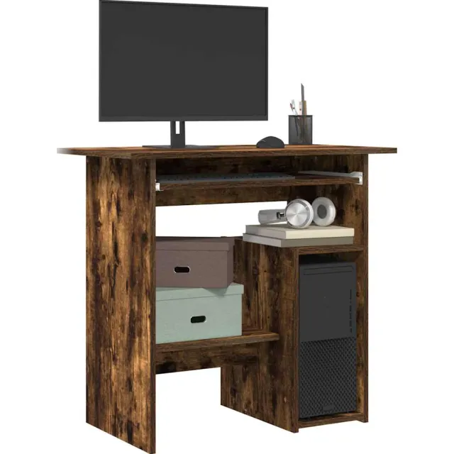 vidaXL Bureau 80x45x74 cm bewerkt hout gerookt eikenkleurig Bruin