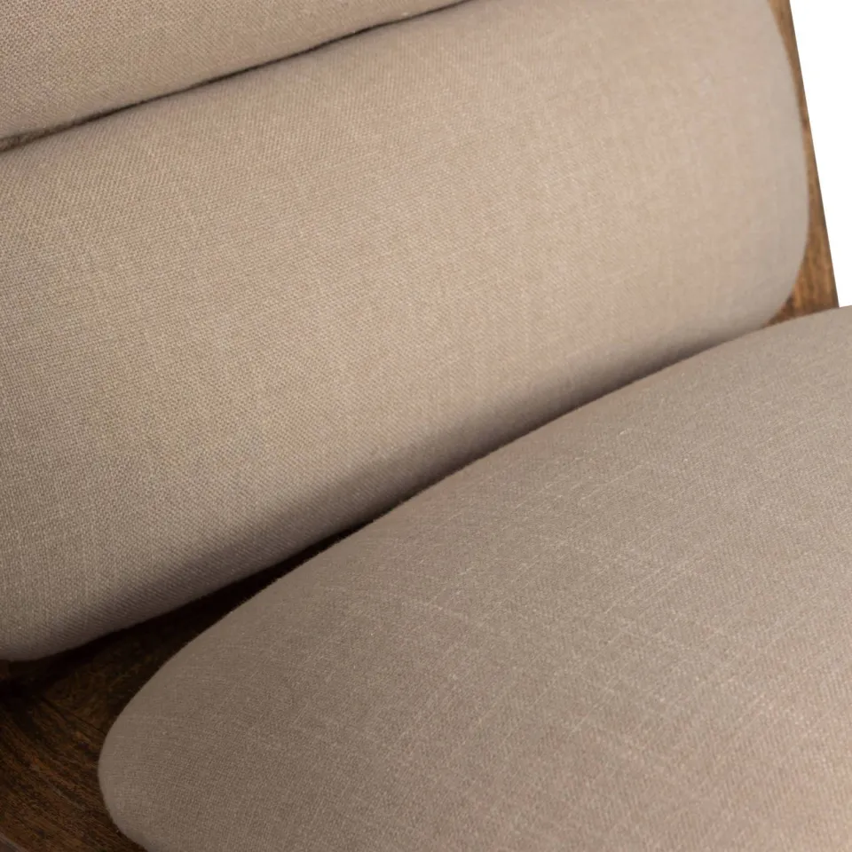 WOOOD Opulent Fauteuil - Bouclé/Hout - Naturel - 75x70x80, foto 3