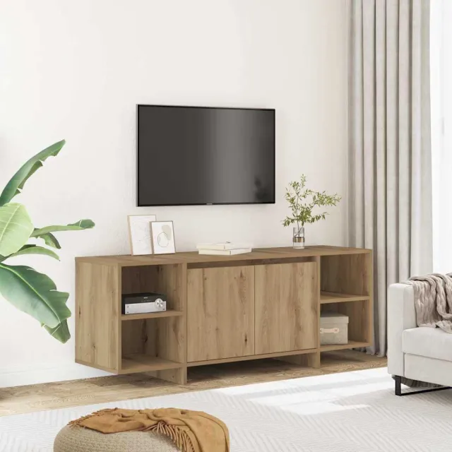 vidaXL Tv-meubel 130x35x50 cm bewerkt hout artisanaal eikenkleur Bruin
