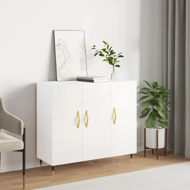 vidaXL Dressoir 90x34x80 cm bewerkt hout wit, foto 2