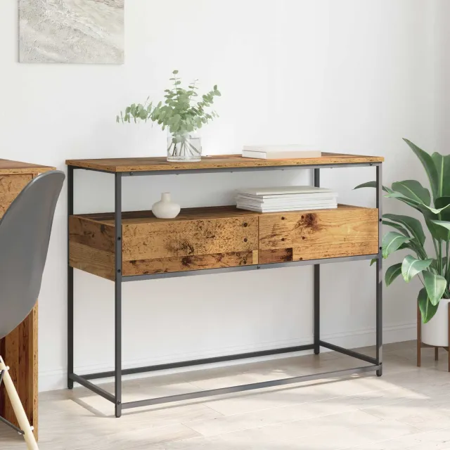 vidaXL Wandtafel Oud Hout 100 x 40 x 75 cm Bewerkt hout Bruin