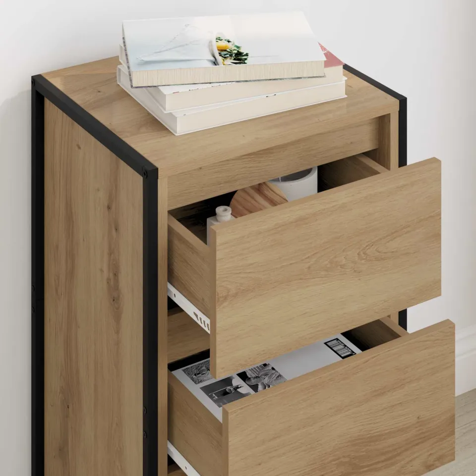 vidaXL Dressoir Artisanaal eiken 43 x 36 x 75,5 cm Bewerkt hout, foto 3