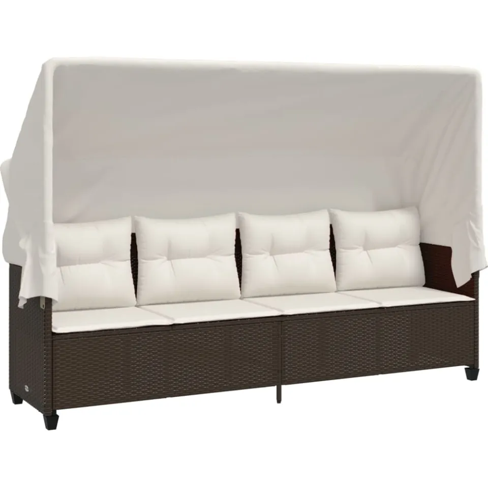 vidaXL 5-delige Loungeset met kussens poly rattan bruin