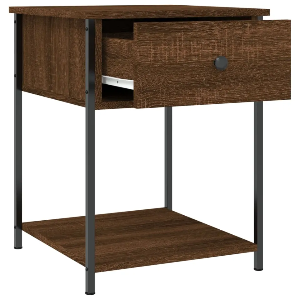 vidaXL Nachtkastjes 2 st 44x45x58 cm bewerkt hout bruin eikenkleur, foto 4