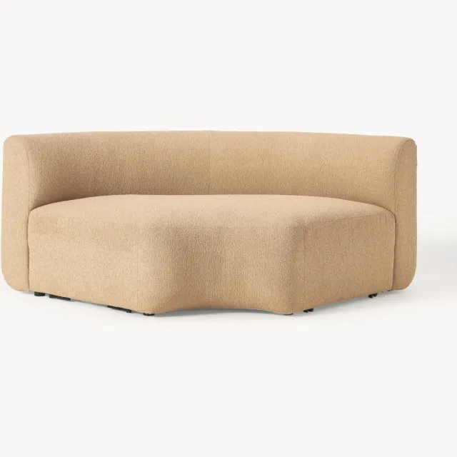 Westwing Collection Ronde bouclé hoekmodule Sofia Beige