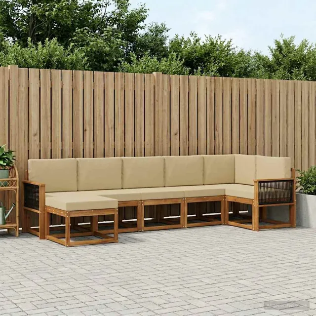 vidaXL Buiten bankenset 7 st 7-zits Natuurlijk en Beige