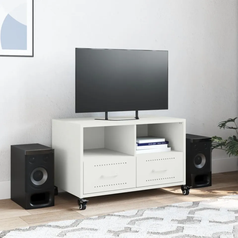 vidaXL Tv-meubel 68x39x43,5 cm staal wit, foto 3