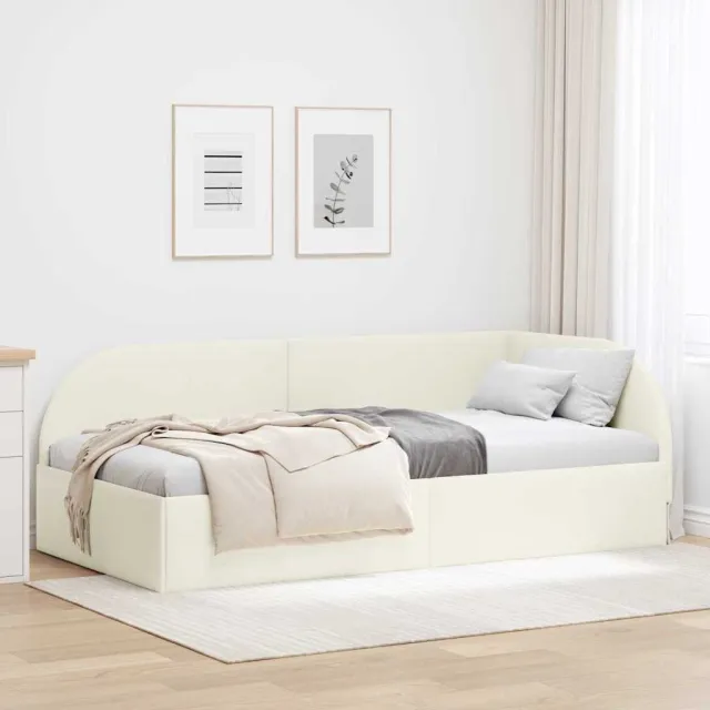 vidaXL Hoekbedframe Crème 90 x 190 cm fluweel