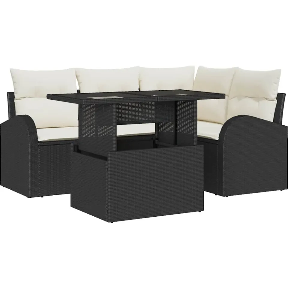 vidaXL Tuin Sofa Set 5 st Zwart poly rattan