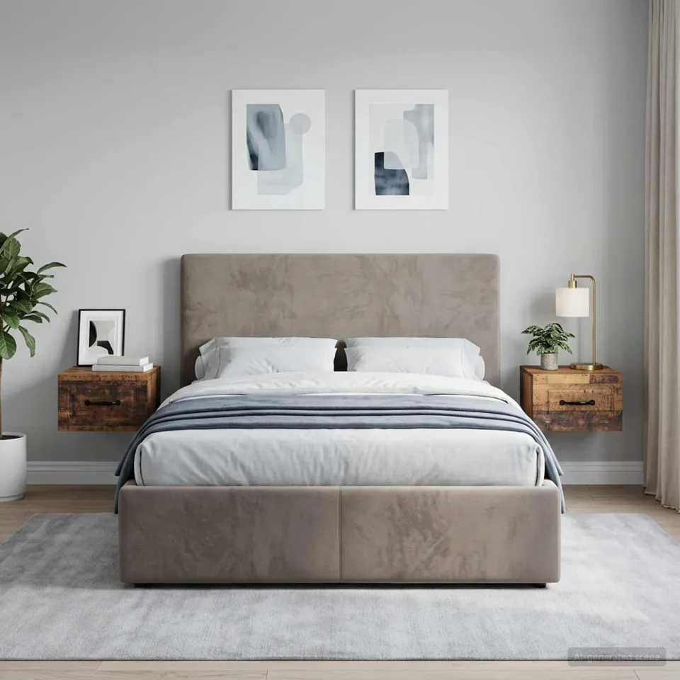vidaXL Wandbeugel Bedkast 2 st Oud hout 34,5 x 33 x 20 cm Bewerkt hout bruin, foto 4