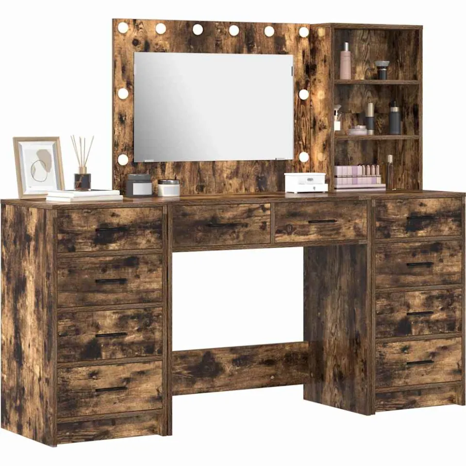 vidaXL Plafondtafel 3 st Gerookt eiken 78,5 x 41 x 135 cm Bewerkt hout Bruin