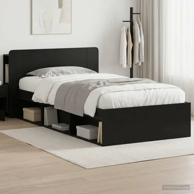 vidaXL Bedframe met opslag Zwart 90 x 200 cm Bewerkt hout