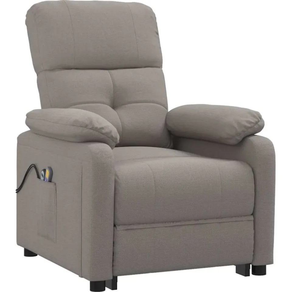 vidaXL Massagestoel elektrisch stof taupe