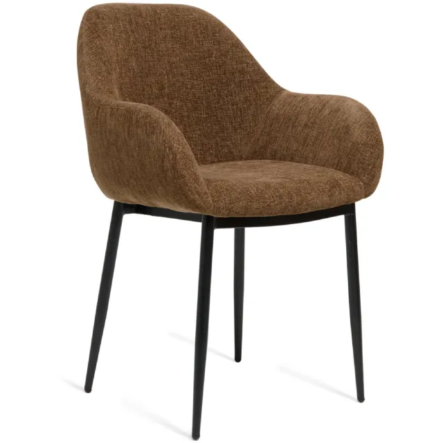 Nest of Nora Set van 2 - Nest of Nora Eetkamerstoelen Elya - Stof - Comfortabel Design - Bruin - Keukenstoelen