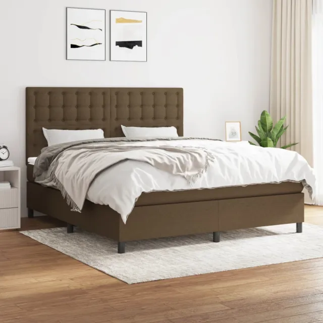 vidaXL Boxspring met matras stof donkerbruin 160x200 cm bruin