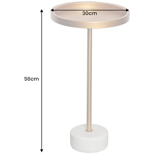 Invicta Interior Ronde bijzettafel TRAYFUL 60cm goud ijzer wit marmeren voet handgemaakt - 44849 Zie omschrijving