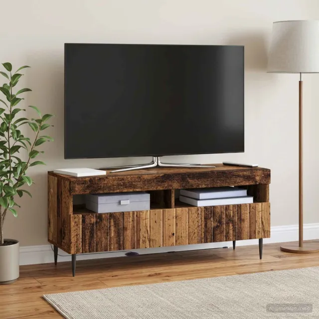 vidaXL LED tv-meubel ZWOLLE 100 x 35 x 43 cm Oud hout Bewerkt hout Bruin