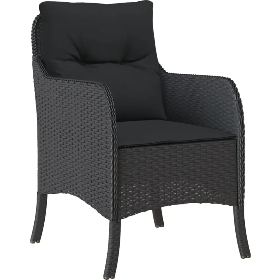 vidaXL 7-delige Tuinset met kussens poly rattan zwart
