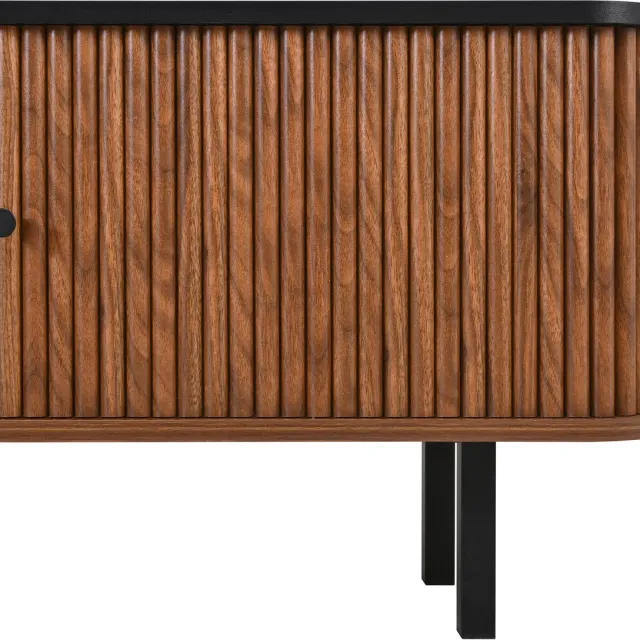 COVREO TV-meubel 190x35x45 cm walnoot, MDF en spaanplaat met schuifdeuren