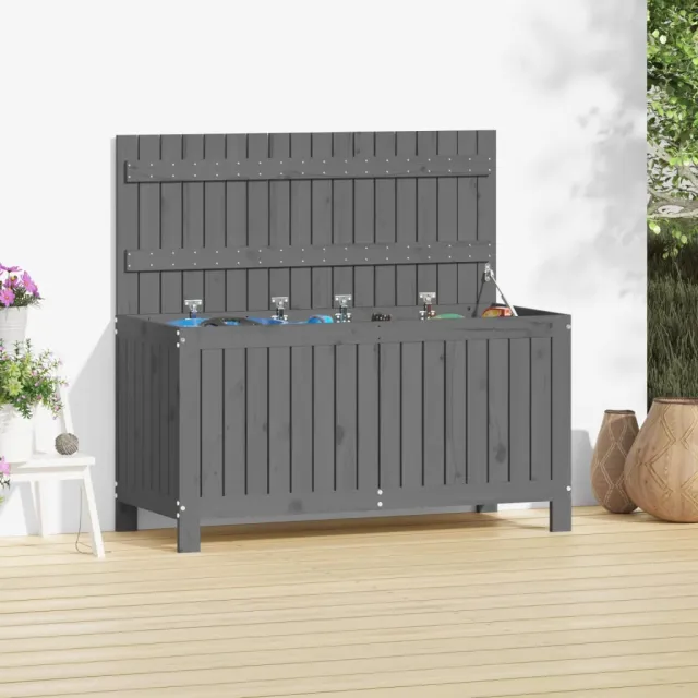 vidaXL Tuinbox 115x49x60 cm massief grenenhout grijs, foto 2
