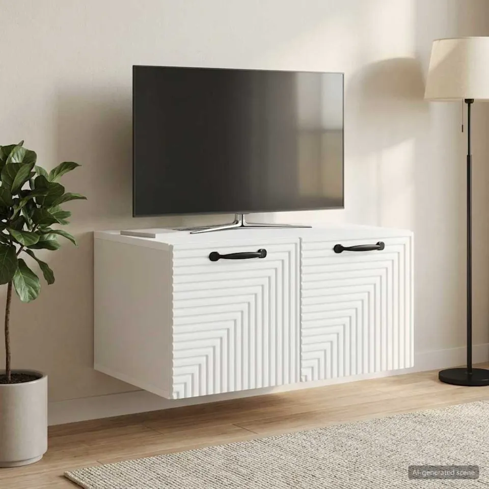 vidaXL Wandbeugel TV-kast Wit 59,5 x 41 x 30 cm Bewerkt hout, foto 4