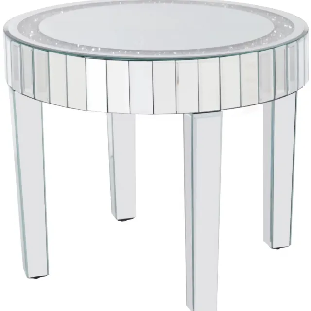 In And Outdoormatch Luxe Bijzettafel - Gespiegeld Accent met Kristallen Diamanten - Moderne Salontafel Zilver