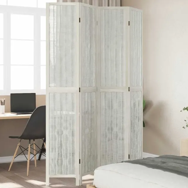 vidaXL Kamerscherm met 4 panelen massief paulowniahout wit, foto 2