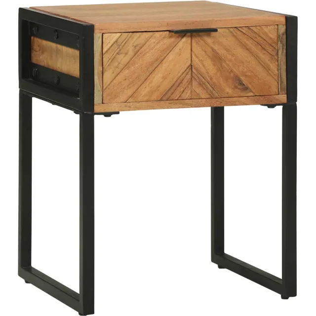 vidaXL Nachtkastje Bruin 40 x 35 x 50 cm Massief acaciahout en metaal
