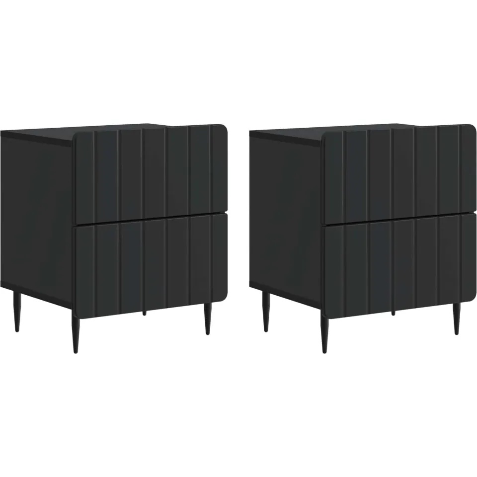 vidaXL Nachtkastje 2 st Zwart 43 x 34,5 x 49,5 cm Bewerkt hout, foto 3