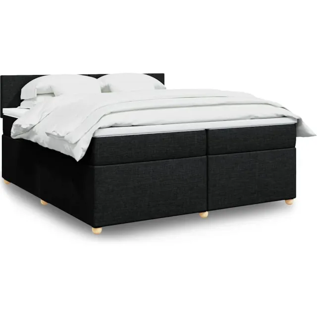 vidaXL Boxspring met matras stof zwart 200x200 cm